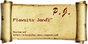 Plavsits Jenő névjegykártya